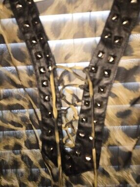 Peppe Peluso Olive and Black Camo Studded Lace-Up Sheer Blouse